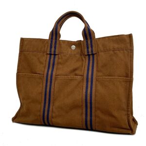 Hermes Tote Bag Fool Toe MM Canvas Brown Men Women