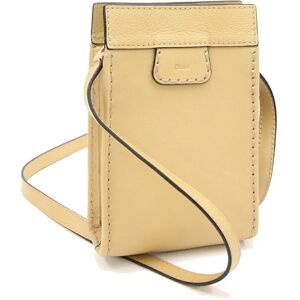 Chloe' CHLOeChloe  Shoulder Bag Edith Phone Pouch CHC21WP165 Beige Leather Smartphone Case Mobile Women's