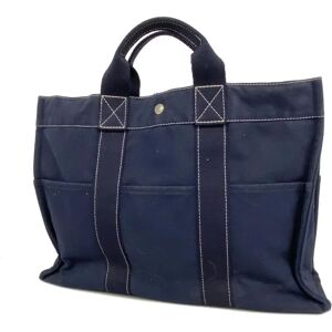 Hermes Tote Bag Deauville MM Canvas Navy Men Women