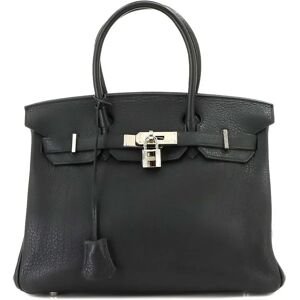 Hermes Birkin 30 Handbag Fjord Black L Engraved Silver Hardware