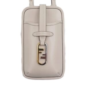 Fendi Phone Pouch Orlock Shoulder Bag 7AS131 Calf Leather Beige Mobile Case Pochette Smartphone