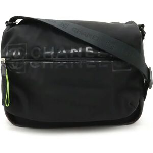 Chanel Sport Line Coco Mark Shoulder Bag Nylon Rubber Black Neon Yellow A26709