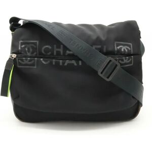 Chanel Sport Line Coco Mark Shoulder Bag Nylon Rubber Black Neon Yellow A26709