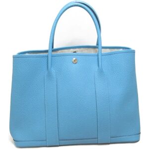 Hermes Garden Party PM Tote Bag Blue Blue aztec Negonda leather leather