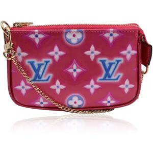 LOUIS VUITTON Pink Neon Monogram Vernis Mini Pochette Accessories Bag