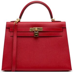 HERMES Handbags Kelly 32 - Size: Length: 24.00 cm Width: 33.00 cm Depth: 12.00 cm Hand Drop: 9.00 cmShoulder Drop: 44.00 cm Includes: Dust bag,Box,Padlock,Key,Charm,Shoulder Strap, Dust Bag, BoxColor: RedMaterial: Leather x CalfCountry of Origin: FranceSe