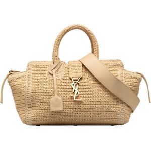 YSL SAINT LAURENT Baby Raffia Monogram Downtown Cabas Satchel