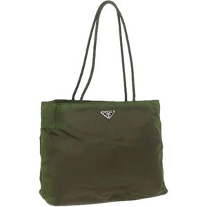 Prada Tote Bag Nylon Khaki Auth ac2445