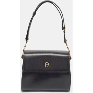 AIGNEREtienne  Black Glossy Leather Shoulder Bag