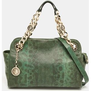 Bulgari Green/Black Karung Leather Monete Chain Bag