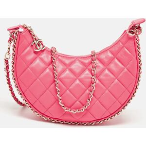 Chanel Pink Quilted Leather CC Moon Bag