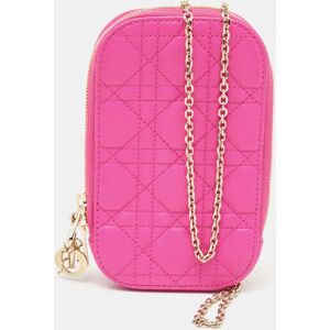 Christian Dior Pink Cannage Leather Lady  Phone Chain Holder