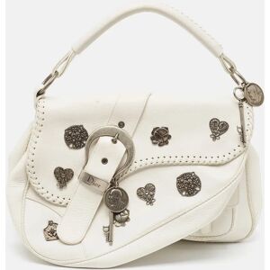 Christian Dior White Leather Limited Edition 0118 Gaucho Alpine Saddle Bag