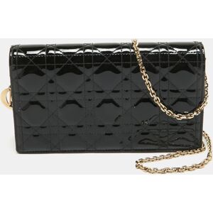 Christian Dior Black Cannage Patent Leather Lady  Pouch