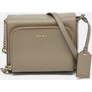 DKNY Grey Saffiano Leather Bryan Park Pocket Crossbody Bag