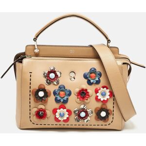 Fendi Beige Leather Flowerland Dotcom Top Handle Bag