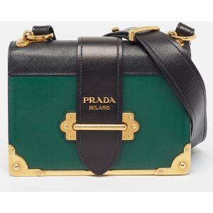 Prada Green/Black Saffiano Leather Cahier Flap Shoulder Bag