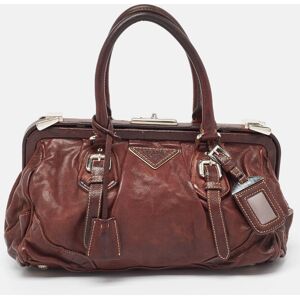 Prada Dark Brown Leather Frame Satchel