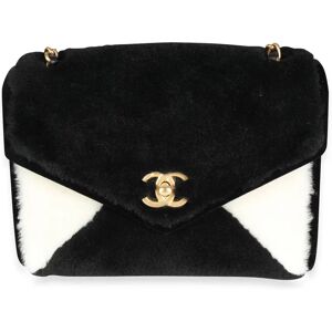 Chanel Black & White Shearling Small Single Flap Bag