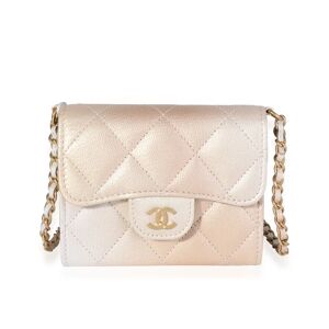 Chanel Gold Metallic Ombre Quilted Goatskin Classic Mini Clutch with Chain