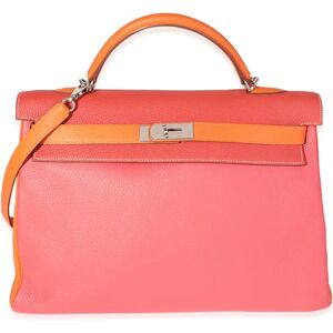 Hermes Rose Jaipur, Sanguine, & Orange Clemence Retourne Kelly 40 PHW