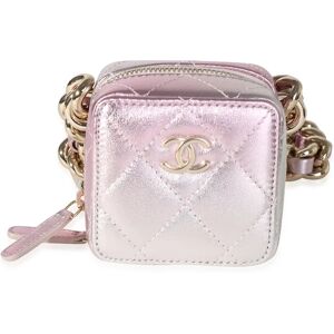 Chanel Metallic Lambskin Quilted Coco Punk Cube Bag With Chain