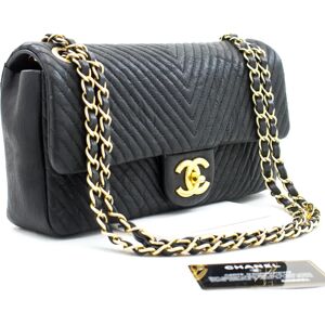 Chanel 2015 Chevron V-Stitch Leather Chain Flap Shoulder Bag