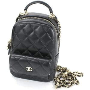 Chanel Backpack Shoulder Bag 2way Chain Handle Matelasse Coco Mark Lambskin Black AP3753 Women's Handbag BB3415