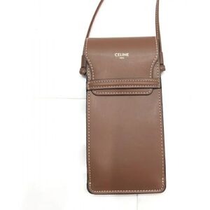 Celine Mobile pouch with flap leather brown