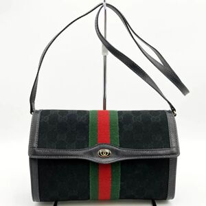 Gucci Perfume Old Shoulder Bag Crossbody Black Sherry Line GG Canvas Parfums Women's 10 39 3657