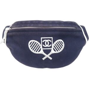 Chanel Sportsline Waist Bag Body Navy/White Canvas Women's Men's