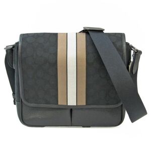 COACH Signature Striped Thompson Small Map Bag C6583 Men,Women Leather,Canvas Shoulder Bag Black