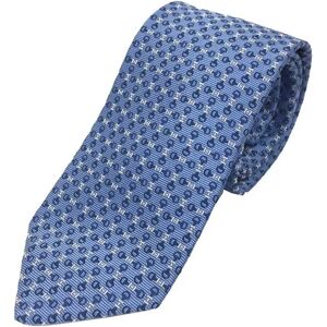 Hermes Necktie 100% Silk H Bit Pattern Horse Tackle Blue  Men's aq9431