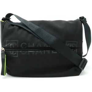 Chanel Sports Line Coco Mark Shoulder Bag Nylon Rubber Black Neon Yellow A26709