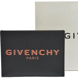 Givenchy card case black x orange leather pass women's men's