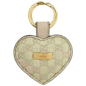 Gucci key holder beige gold sima 199915 heart GG leather GP  ring charm bag ladies