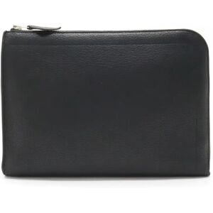 Hermes Zip Tablet Second Bag Clutch L-shaped Negonda Leather Black T-engraved