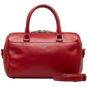 YSL SAINT LAURENT Baby Duffle Handbag Shoulder Bag Red Leather Women's