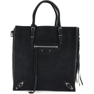 Balenciaga paper A5 tote bag 357330 suede black handbag