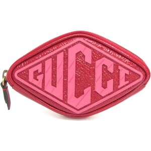 Gucci Patent Rubber Game Patch Logo Wrist Bag 524318 Women's Patent Leather Pouch Pink,Red Color