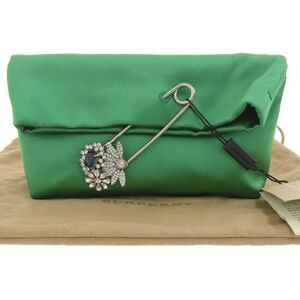 Burberry pin clutch bag viscose silk rhinestone bijou green