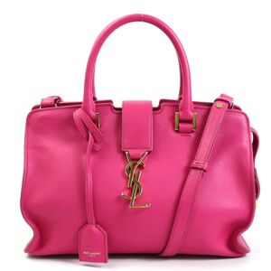 YSL SAINT LAURENT Handbag Crossbody Shoulder Bag Baby Kabas Leather Pink Gold Women's