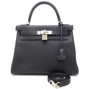 Hermes Kelly 28 Handbag Personal Order Togo Black x Matte Silver Hardware 350027