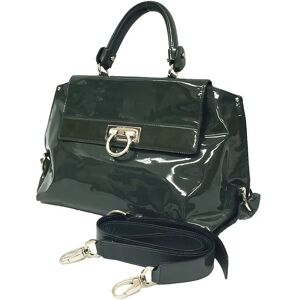 Salvatore Ferragamo Patent Leather 2way Bag Sofia BW-21 A896 Gancini Moss Green Back Ladies aq8817