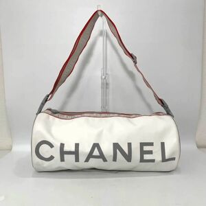 Chanel Bag Sports Line Boston White x Gray Red Roll Drum Shoulder Print Ladies Men's Rubber Nylon A28561