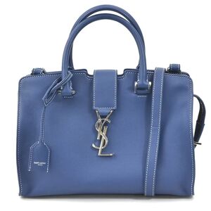 YSL SAINT LAURENT Handbag Shoulder Bag Baby Cabas Leather Cobalt Blue Silver Ladies 424868