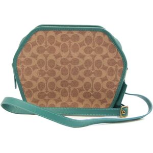 COACH Signature Limited Edition 110 Women's Coated Canvas,Leather Shoulder Bag Beige,Brown,Green