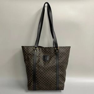 Celine Macadam Blason Triomphe Pattern Leather Tote Bag Storage Black 15217