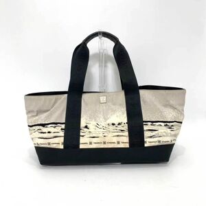 Chanel Bag Sports Line High Summer Handbag Black x Gray Tote Horizontal Wave Pattern Ladies Men's Nylon Canvas