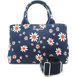 Miu Miu MIU Flower 5BG439 Tote Bag 2WAY Canvas BLU DIS.DAIS Navy Floral Pattern 151416